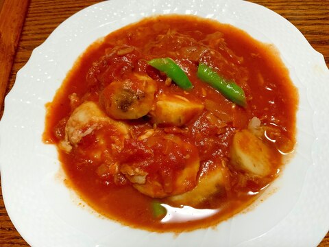 里芋と魚缶詰（ツナ）のトマト煮